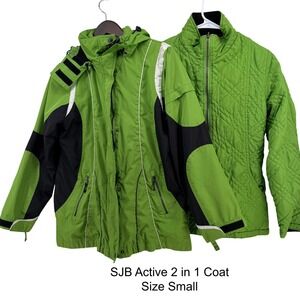 Unisex Green Black White Ski Snowboard Jacket Hooded Zip Up Outdoor Coat SMALL
